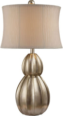 Marion Table Lamp In Antique Silver Leaf With Nanty White Shade
