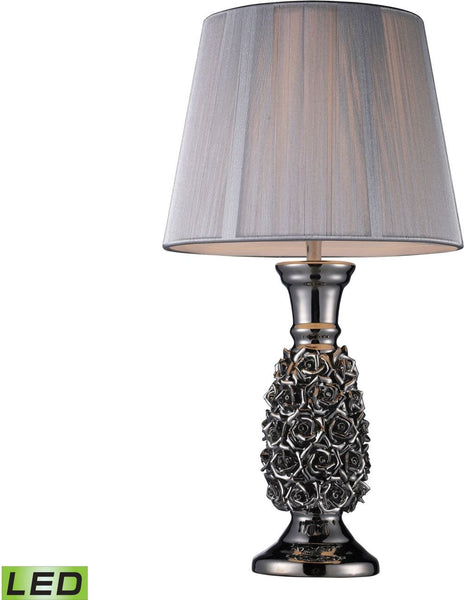 Roseto Led Table Lamp In Alisa Silver With Silver String Shade