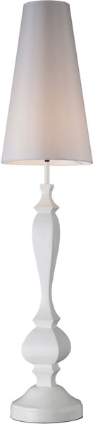 Palmyra Floor Lamp In Gloss White With Pure White Faux Silk Shade
