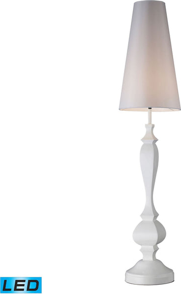 Palmyra Led Floor Lamp In Gloss White With Pure White Faux Silk Shade