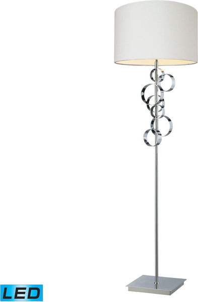 Avon Comtemporary Chrome Led Floor Lamp With Intertwined Circular Design