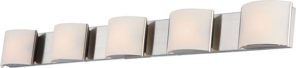 Pandora 5 Light Vanity In Chrome and White Opal Glass