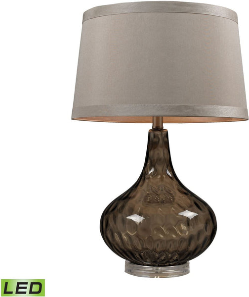Water Glass Led Table Lamp Coffee Smoke With Taupe Shade