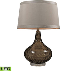 Water Glass Led Table Lamp Coffee Smoke With Taupe Shade