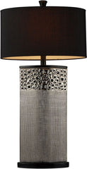 Bellevue Table Lamp In Silver Plating With Oval Black Shantung Shade