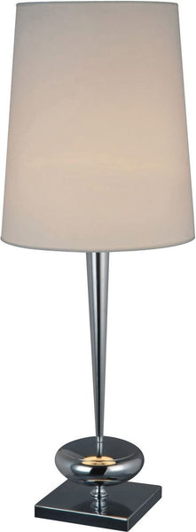 Sayre Table Lamp In Chrome With White Faux Silk Shade