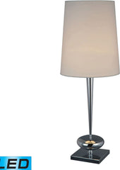 Sayre Led Table Lamp In Chrome With White Faux Silk Shade