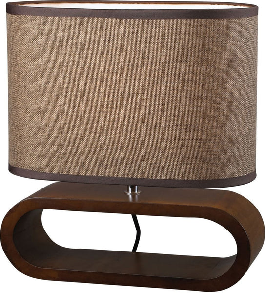 Oval Table Lamp In Natural Stained Wood