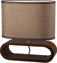 Oval Table Lamp In Natural Stained Wood