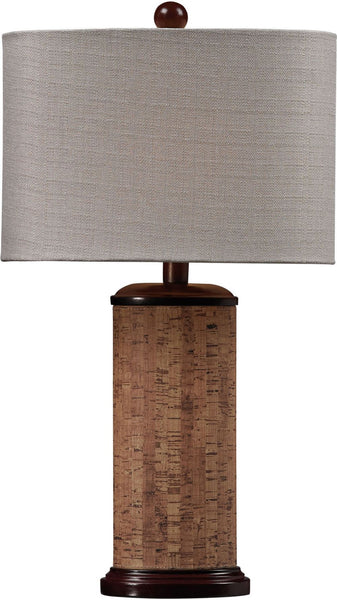 Cork Table Lamp In Brown With Light Beige Shade