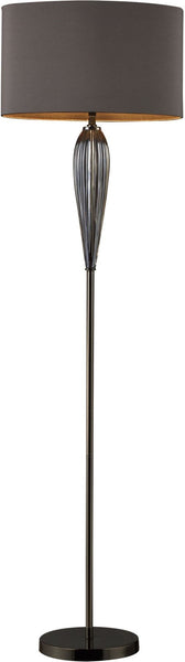 Carmichael Floor Lamp In Steel Smoked Glass and Black Nickel