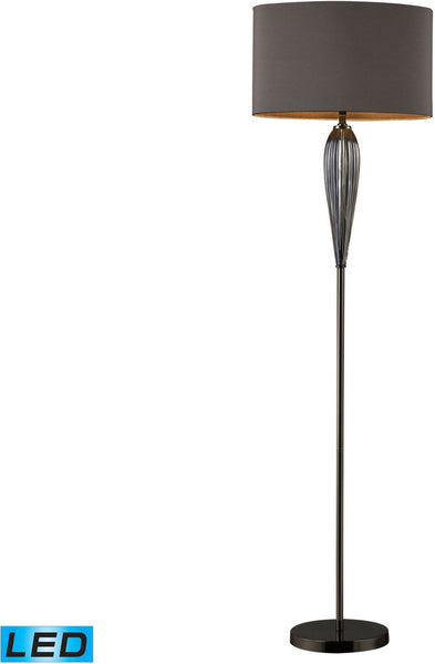 Carmichael Led Floor Lamp In Steel Smoked Glass and Black Nickel