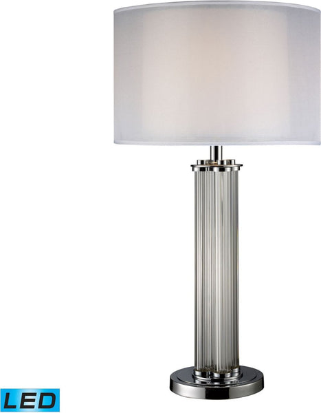 Hallstead Led Table Lamp In Chrome With Silver Organza Shade