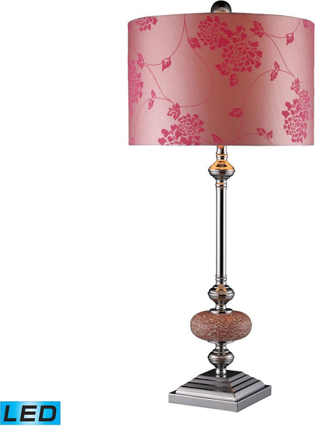 Lauren Led Table Lamp In Chrome and Pink Mosaic