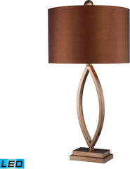 Dale Led Table Lamp In Coffee Plating With Copper Faux Silk Shade