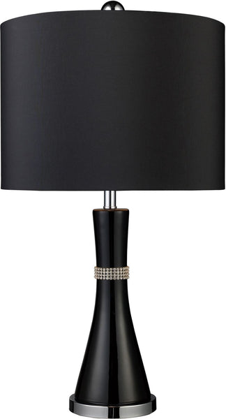 Sanyan Table Lamp In Gloss Black With Black Faux Silk Shade