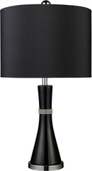 Sanyan Table Lamp In Gloss Black With Black Faux Silk Shade