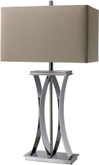 Joline Table Lamp In Chrome With Grey Faux Silk Shade
