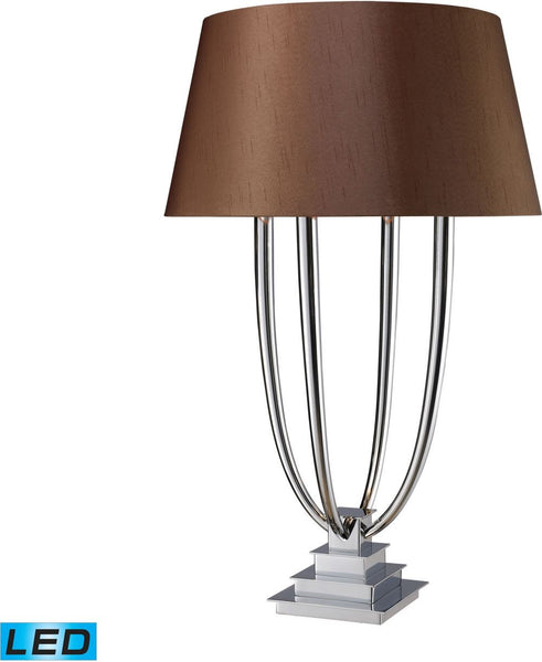 Harris 4 Light Led Table Lamp In Chrome With Chocolate Shade