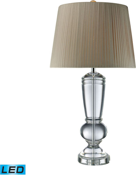 Castlebridge Led Table Lamp In Clear Crystal With Light Grey Shade