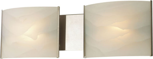 Pannelli 2 Light Vanity In Stainless Steel and Hand-Moulded White Alabaster Glass