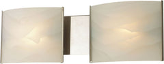 Pannelli 2 Light Vanity In Stainless Steel and Hand-Moulded White Alabaster Glass