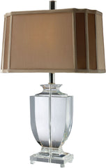 Layfette Table Lamp In Clear Crystal With Cream and Taupe Shade