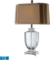 Layfette Led Table Lamp In Clear Crystal With Cream and Taupe Shade