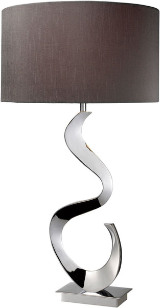 Morgan Table Lamp In Chrome With Grey Faux Silk Shade