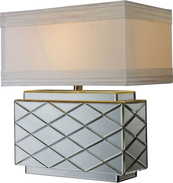 Wellsville Table Lamp In Mirror Finish With White Shade