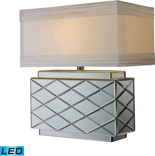 Wellsville Led Table Lamp In Mirror Finish With White Shade