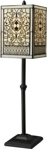 Adamson Table Lamp In Tiffany Bronze With Glass Shade