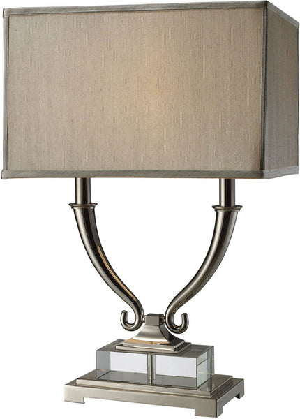 Roberts 2 Light Table Lamp In Polished Nickel and Clear Crystal