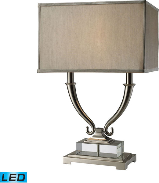 Roberts 2 Light Led Table Lamp In Polished Nickel and Clear Crystal