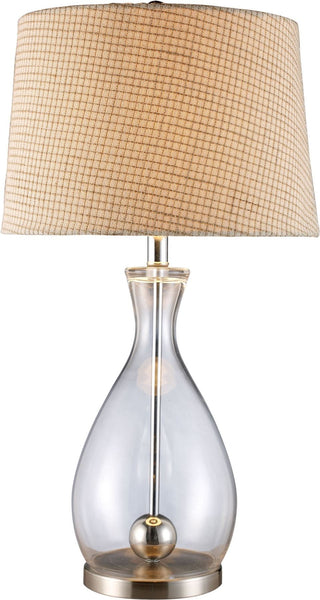Longport Table Lamp In Clear Glass and Chrome With Linen Shade