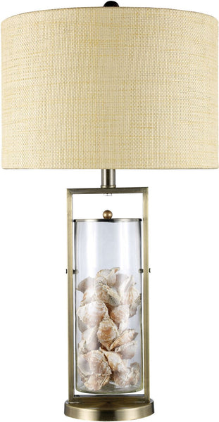 Millisle Table Lamp In Antique Brass and Clear Glass With Shells
