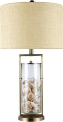 Millisle Table Lamp In Antique Brass and Clear Glass With Shells