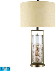 Millisle Led Table Lamp In Antique Brass and Clear Glass With Shells
