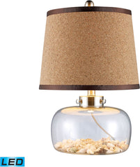Margate Led Table Lamp In Clear Glass With Shells and Natural Cork Shade