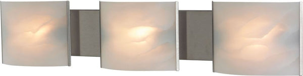 Pannelli 3 Light Vanity In Stainless Steel and Hand-Moulded White Alabaster Glass