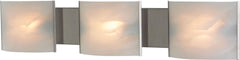 Pannelli 3 Light Vanity In Stainless Steel and Hand-Moulded White Alabaster Glass