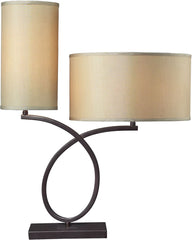 Greenwich Table Lamp In Aged Bronze With Light Gold Shade
