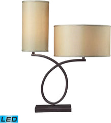Greenwich Led Table Lamp In Aged Bronze With Light Gold Shade