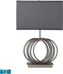 Ekersall Led Table Lamp In Chrome With Grey Faux Silk Shade