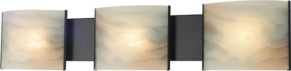 Pannelli 3 Light Vanity In Oil Rubbed Bronze and Hand-Moulded Honey Alabaster Glass