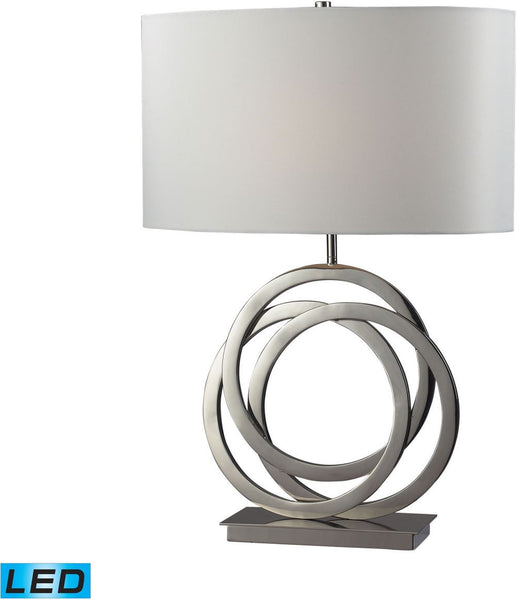 Trinity Led Table Lamp In Polished Nickel With Pure White Shade