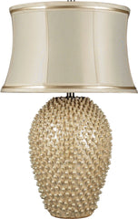 Pineville Table Lamp In Pearlescent Cream With Cream Faux Silk Shade