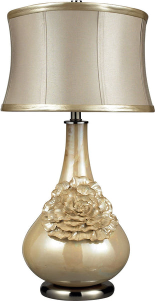 Elenaor Table Lamp In Pearlescent Cream Finish With Cream Shade