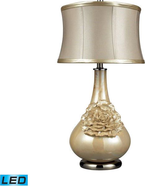 Elenaor Led Table Lamp In Pearlescent Cream Finish With Cream Shade