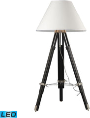 Studio Led Floor Lamp In Chrome and Black With Woven Linen Shade